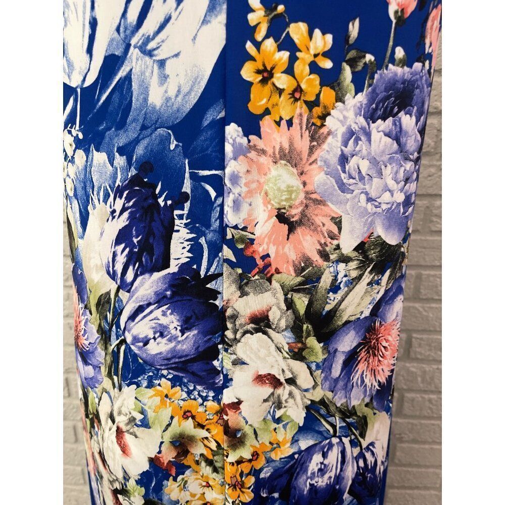 Bellamie Women Blue Floral Hi-Low Sleeveless Dress with Pockets Size S - Picture 5 of 9